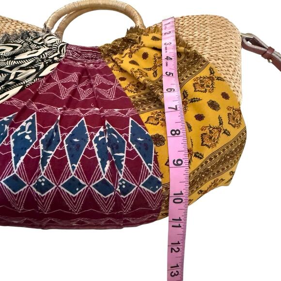 Sam Edelman Jaelynn Bow Tote Straw Bag Leather Fabric Crossbody Resort Purse - Picture 8 of 10